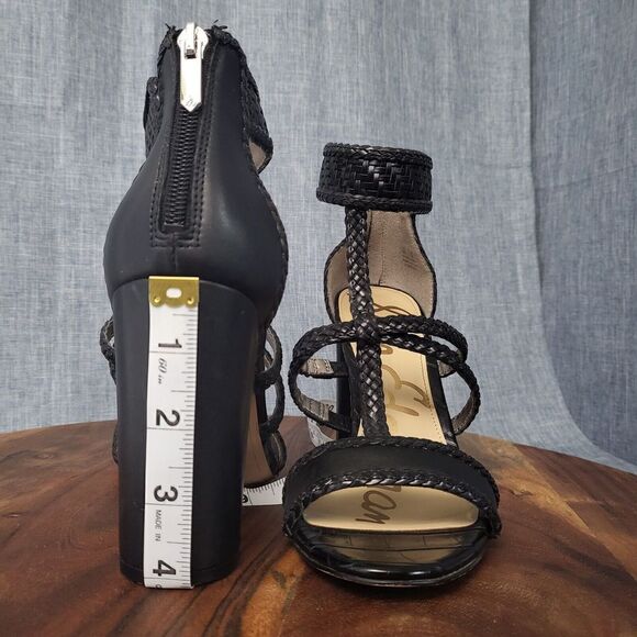 SAM EDELMAN Yordana Sandal Block Heel Braided Ankle Strap Black Women’s Size 9M - Picture 10 of 16